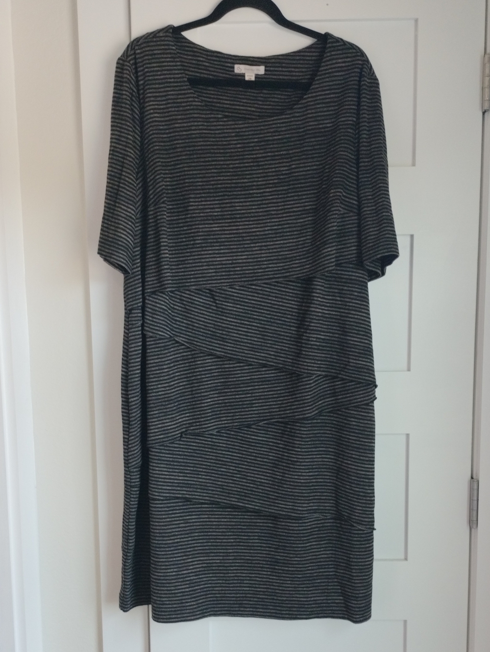 Established 1962 Striped Layered Midi Dress in Black and Gray